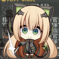 Rule 34 | 1girl, 7:08, animal ear headphones, animal ears, black gloves, black jacket, blonde hair, cat ear headphones, cat ears, cat tail, chibi, commentary request, crazy eyes, fake animal ears, full body, girls&#039; frontline, gloves, green eyes, hair between eyes, headphones, highres, holding, holding knife, jacket, knife, long hair, long sleeves, looking at viewer, sidelocks, solo, tail, text background, thigh strap, tmp (girls&#039; frontline), translation request, very long hair