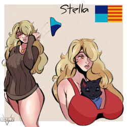 Rule 34 | blonde hair, bra, cat, no panties, stella (murgoten), underwear
