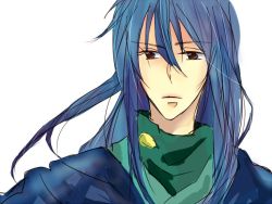 Rule 34 | 1boy, blue hair, dias flac, male focus, red eyes, solo, star ocean, star ocean the second story, white background