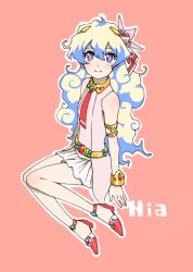Rule 34 | + +, 00s, 1girl, armlet, bracelet, cross-shaped pupils, flower, hair flower, hair ornament, high heels, jewelry, long hair, looking at viewer, lots of jewelry, multicolored hair, nia teppelin, renge0000, shoes, skirt, smile, solo, symbol-shaped pupils, tengen toppa gurren lagann, two-tone hair