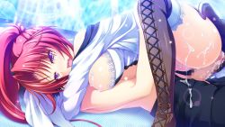 Rule 34 | 1girl, asami asami, blush, breasts, censored, game cg, large breasts, long hair, purple eyes, re:birth colony, red hair, rindou ruri (re:birth colony)