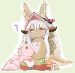 Rule 34 | 10s, artist request, brown eyes, rabbit, furry, long hair, made in abyss, mitty (made in abyss), nanachi (made in abyss), white hair
