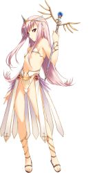 Rule 34 | 1girl, bare shoulders, bikini, feet, full body, hair ornament, hairclip, highres, holding, jewelry, kawata hisashi, long hair, lucy maria misora, navel, pink hair, red eyes, revealing clothes, sandals, solo, staff, standing, swimsuit, tiara, to heart (series), to heart 2, to heart 2 dungeon travelers, toes, transparent background