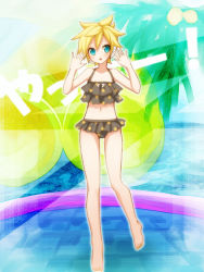 Rule 34 | 1boy, blonde hair, child, cosplay, crossdressing, image sample, kagamine len, male focus, oumi sanaka, pixiv sample, project diva, project diva (series), resized, solo, swimsuit, trap, vocaloid