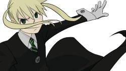 Rule 34 | 00s, 1girl, blonde hair, chanceandluck, female focus, gloves, green eyes, highres, long hair, maka albarn, necktie, solo, soul eater, transparent background, twintails, vector trace