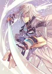 Rule 34 | 1boy, armor, artist request, blue eyes, gloves, jin (xenoblade), katana, looking at viewer, male focus, nintendo, short hair, simple background, solo, sword, weapon, white hair, xenoblade chronicles (series), xenoblade chronicles 2, xenoblade chronicles (series), xenoblade chronicles 2, xenoblade chronicles 2: torna - the golden country