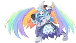 Rule 34 | 1girl, absurdres, angel, angel wings, armor, armored dress, blue dress, blue eyes, blue hair, breastplate, commission, commissioner upload, crossover, dress, duel monster, fighting stance, full body, gauntlets, grappler baki, greaves, halo, highres, looking at viewer, mamemame (user ntpx2584), non-web source, number 76 harmonizer gradielle, pixiv commission, smile, solo, standing, transparent background, triceratops fist, wings, yu-gi-oh!