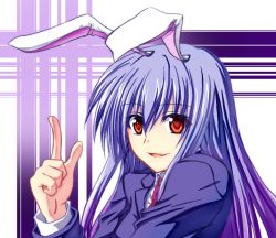 Rule 34 | 1girl, animal ears, bad id, bad pixiv id, rabbit ears, face, female focus, gradient hair, long hair, multicolored hair, oukawa yuu, pointing, red eyes, reisen udongein inaba, smile, solo, touhou