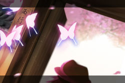 Rule 34 | 1girl, bad id, bad pixiv id, blurry, bug, butterfly, cherry blossoms, depth of field, door, dutch angle, ghostly field club, hat, bug, letterboxed, petals, solo, tokoroten (hmmuk), touhou, usami renko