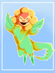 Rule 34 | digimon, floating, happy, highres, petals, smile, spikes, sunflowmon, tail