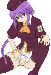 Rule 34 | 00s, clothing aside, melty blood, panties, panties aside, panty pull, purple hair, pussy, shichimenchou, sion eltnam atlasia, thighhighs, tsukihime, type-moon, uncensored, underwear, upskirt