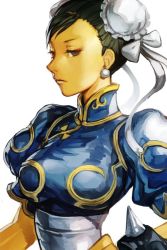 Rule 34 | blue dress, bracelet, bun cover, capcom, china dress, chinese clothes, chun-li, double bun, dress, hungry clicker, jewelry, puffy short sleeves, puffy sleeves, sash, short sleeves, solo, spiked bracelet, spikes, street fighter, upper body