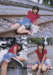 Rule 34 | asian, kneeling, miniskirt, panties, pantyshot, pencil skirt, photo (medium), railroad tracks, skirt, smile, underwear