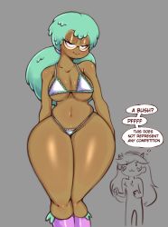 Rule 34 | 2girls, :3, absurdres, blush, bra, breasts, closed eyes, collarbone, dark-skinned female, dark skin, english text, flat chest, glasses, green eyes, green hair, half-closed eyes, heart, highres, kelly (star vs the forces of evil), looking at viewer, medium breasts, multiple girls, naughty face, navel, no nose, panties, saltyxodium, shiny skin, simple background, smile, standing, star butterfly, star vs the forces of evil, sweat, teeth, thick thighs, thighs, underwear, white bra, white panties, wide hips