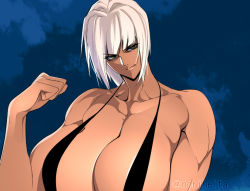 Rule 34 | 1girl, breasts, huge breasts, muscular, muscular female, noriheita, solo, tagme, white hair