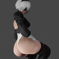Rule 34 | 1girl, 2b (nier:automata), 3d, android, animated, ass, ass shake, blindfold, breasts, from behind, gloves, hairband, huge ass, jiggle, large breasts, leotard, nier:automata, nier (series), short hair, sideboob, silver hair, solo, thighhighs, thong, thong leotard, video, zynotheum