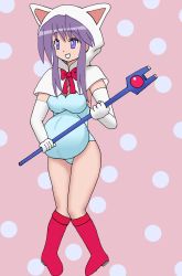 Rule 34 | 1girl, breasts, highres, hiiragi miki, leotard, lucky star, pregnant, purple hair, tagme, white mage (final fantasy)