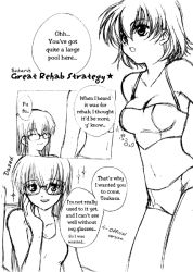 Rule 34 | .hack//, .hack//sign, 00s, 2girls, bandai, blush, breasts, comic, cyber connect 2, english text, glasses, greyscale, hard-translated, long hair, medium breasts, monochrome, multiple girls, non-web source, short hair, sketch, smile, spoilers, subaru (.hack//), swimsuit, third-party edit, translated, tsukasa (.hack//)