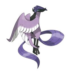 Rule 34 | absurdres, beak, commentary, creatures (company), english commentary, galarian articuno, galarian form, game freak, gen 8 pokemon, glowing, glowing eyes, highres, legendary pokemon, nintendo, official art, pokemon, pokemon (creature), purple hair, solo, tail, talons, transparent background, wings