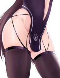 Rule 34 | 1girl, aderi, azur lane, black thighhighs, brown hair, head out of frame, highres, long hair, lower body, navel, simple background, skindentation, solo, thighhighs, thighs, white background, zuikaku (azur lane), zuikaku (the wind&#039;s true name) (azur lane)