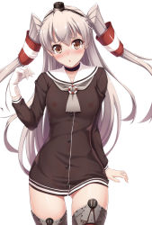 Rule 34 | 10s, 1girl, absurdres, amatsukaze (kancolle), blush, breasts, brown eyes, censored, choker, dress, fujirin, gloves, hair tubes, highres, kantai collection, long hair, looking at viewer, navel, nipples, no bra, no panties, pussy, sailor dress, school uniform, see-through, serafuku, short dress, silver hair, simple background, single glove, small breasts, solo, tears, thighhighs, twintails, two side up, white background, zettai ryouiki