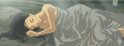 Rule 34 | 1girl, anime screenshot, bed sheet, moyashimon, mutou aoi, naked sheet, nude, screencap, sleeping, solo, stitched, third-party edit, under covers