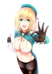 Rule 34 | 10s, 1girl, absurdres, alternate legwear, aqua eyes, ase tou mi kaameru, atago (kancolle), bad id, bad pixiv id, bikini, black gloves, black panties, blonde hair, breasts, covered erect nipples, gesture, gloves, hat, highres, holding, kantai collection, large breasts, long hair, long sleeves, looking at viewer, micro bikini, military, military uniform, navel, nipples, ok sign, open mouth, packet, panties, pantyhose, pantyhose over swimsuit, see-through, simple background, solo, swimsuit, thighhighs, underwear, uniform, white background, white bikini
