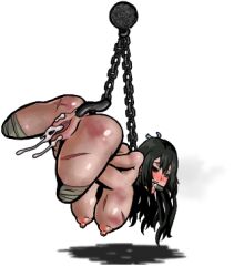 Rule 34 | 1girl, amputee, anal, anal object insertion, ass, bandages, bdsm, black eyes, black hair, bound, breasts, chain, completely nude, cum, cum in pussy, cumdrip, darkest dungeon, female focus, full body, gagged, hair ribbon, hanged, hanging breasts, hook, large breasts, long hair, looking back, lowres, nipples, nude, nude mod, object insertion, pussy, quadruple amputee, ribbon, scar, scar on ass, scar on chest, scar on leg, shadow, solo, suspension, transparent background, uncensored, video game, xelsword