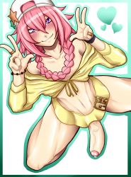 Rule 34 | 1boy, absurdres, androgynous, astolfo (fate), erection, fate (series), foreskin, highres, looking at viewer, male focus, penis, solo, tammaro, tammdraws, trap, veins, veiny penis