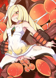 Rule 34 | 1boy, 1girl, arm grab, blonde hair, blush, buzzwole, censored, clenched teeth, clothed sex, creatures (company), denki showgun, eyebrows, game freak, gen 7 pokemon, green eyes, hair over one eye, hetero, highres, lusamine (pokemon), nintendo, nipples, novelty censor, penis, pointless censoring, pokemon, pokemon sm, pussy, pussy juice, restrained, sex, spread legs, teeth, testicles, thighs, torn clothes, ultra beast, vaginal
