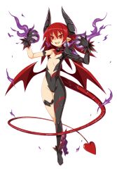 Rule 34 | 1girl, demon horns, demon tail, demon wings, disgaea, disgaea rpg, etna (disgaea), flat chest, full body, horns, long tail, official art, pointy ears, red eyes, red hair, red nails, solo, tail, transparent background, wings
