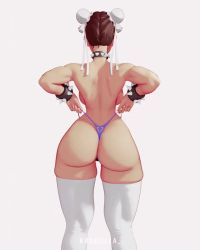 Rule 34 | 1girl, 3d, abs, animated, ass, bracelet, breasts, brown eyes, brown hair, bun cover, capcom, chun-li, collar, double bun, hair bun, jewelry, lipstick, lowres, makeup, muffin top, pasties, rushzilla, spiked bracelet, spiked collar, spikes, star pasties, sticker, street fighter, thick thighs, thighhighs, thighs, thong, topless, video, white thighhighs