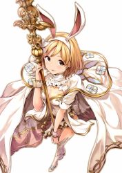 Rule 34 | 10s, 1girl, :3, :d, akita hika, alternate costume, animal ears, bad id, bad twitter id, belt, blonde hair, blush, boots, breasts, brown eyes, cape, cleavage, cleavage cutout, clothing cutout, djeeta (granblue fantasy), fake animal ears, fake tail, floral print, flower, foreshortening, from above, full body, gem, granblue fantasy, hair flower, hair ornament, hairband, hand up, high heels, holding, holding staff, lace, leotard, looking at viewer, medium breasts, naughty face, open mouth, outline, parted bangs, parted lips, rabbit ears, rabbit tail, sage (granblue fantasy), short hair, simple background, sleeves rolled up, smile, solo, staff, standing, tail, thigh boots, thighhighs, turtleneck, white background, white cape, white footwear, white leotard, white thighhighs, wrist cuffs