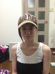 Rule 34 | 1girl, bare shoulders, brown eyes, brown hair, female focus, hat, japanese (nationality), jewelry, looking at viewer, mole, necklace, photo (medium), short hair, solo, upper body, yoshikawa aimi