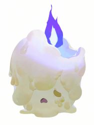 Rule 34 | bluekomadori, candle, creatures (company), crying, crying with eyes open, fire, game freak, gen 5 pokemon, highres, liquid, litwick, melting, nintendo, no humans, one eye covered, open mouth, pokemon, pokemon (creature), purple fire, simple background, tears, wax, white background, yellow eyes