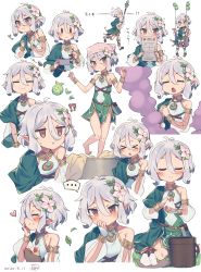 Rule 34 | &gt; &lt;, :x, blush, brown eyes, eating, elf, highres, kokkoro (princess connect!), pointy ears, polearm, princess connect!, princess connect!, rice, short hair, silver hair, sitting, smoke, spear, wagashi928, weapon, | |