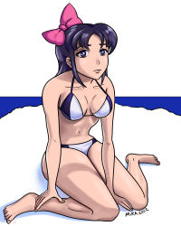 Rule 34 | bikini, bow, expressionless, hair bow, highres, mira, non-web source, pokey the penguin, self-upload, sitting, snow, swimsuit