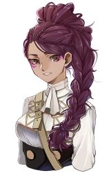 Rule 34 | 1girl, ascot, braid, braided ponytail, breasts, brown eyes, commentary, dark skin, fire emblem, fire emblem: three houses, high ponytail, highres, looking at viewer, medium breasts, multiple braids, nintendo, petra macneary, purple hair, solo, white ascot, yachimata 1205