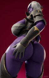Rule 34 | 1girl, 3d, absurdres, ass, blender (medium), breasts, dark elf, elf, fallen throne, hand on own ass, highres, huge ass, large breasts, looking at viewer, pointy ears, queen nualia, short hair, solo, thick thighs, thighs, thong, white hair, wide hips