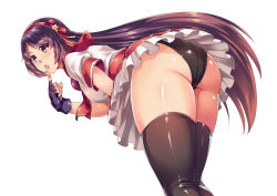 Rule 34 | 1girl, :o, artist request, asamiya athena, ass, black panties, blush, breasts, fingerless gloves, gloves, hair ribbon, leaning forward, legs, lipstick, long hair, looking at viewer, looking back, makeup, medium breasts, open mouth, panties, purple hair, ribbon, school uniform, skirt, snk, solo, the king of fighters, the king of fighters xiv, thick thighs, thighhighs, thighs, underwear