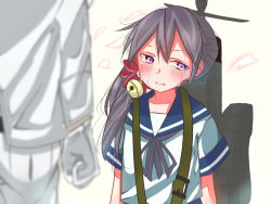 Rule 34 | 10s, 1boy, 1girl, admiral (kancolle), akebono (kancolle), bell, blurry, blush, crying, crying with eyes open, eseru, flower, gloves, hair bell, hair flower, hair ornament, jingle bell, kantai collection, long hair, looking to the side, purple eyes, purple hair, school uniform, serafuku, side ponytail, tears