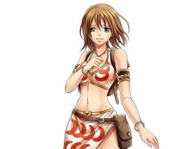 Rule 34 | 1girl, armlet, bracelet, breasts, cleavage, elie, jewelry, light brown hair, looking at viewer, midriff, navel, necklace, official art, rave, revealing clothes
