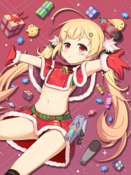 Rule 34 | 1girl, animal, azur lane, bad id, bad pixiv id, belt, belt buckle, bird, black panties, black socks, blonde hair, blush, box, buckle, candy wrapper, capelet, chestnut mouth, chick, christmas, commentary request, eldridge (azur lane), eldridge (holy night&#039;s embrace) (azur lane), facial mark, fur-trimmed capelet, fur-trimmed gloves, fur-trimmed skirt, fur trim, gift, gift box, gift wrapping, gloves, green belt, hair ornament, hairclip, highleg, highleg panties, highres, kneehighs, kyuujou komachi, long hair, outstretched arms, panties, parted lips, red capelet, red eyes, red gloves, red skirt, skirt, snowflakes, socks, solo, spread arms, star (symbol), star hair ornament, torpedo, twintails, underwear, very long hair