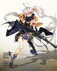 Rule 34 | 1girl, ahoge, asymmetrical footwear, asymmetrical legwear, blue thighhighs, boots, character name, copyright name, cross-laced footwear, full body, girls&#039; frontline, gun, hair between eyes, highres, holding, holding gun, holding weapon, holster, jacket, kneehighs, lace-up boots, long hair, machine gun, mismatched footwear, mismatched legwear, no sense of shame, official art, one eye closed, open clothes, open jacket, parted lips, pkp (girls&#039; frontline), pkp pecheneg, shadow, side ponytail, silver hair, single kneehigh, single sock, single thighhigh, socks, solo, standing, standing on one leg, striped clothes, striped socks, striped thighhighs, thick eyebrows, thigh holster, thighhighs, torn clothes, torn jacket, torn legwear, trigger discipline, tsurime, vertical-striped clothes, vertical-striped socks, very long hair, weapon, yellow eyes, yellow socks