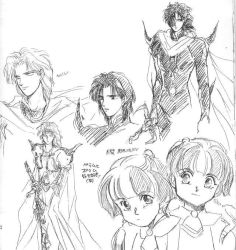 Rule 34 | 1990s (style), 1girl, armor, brother and sister, cecil harvey, child, dark knight, dark knight (final fantasy), final fantasy, final fantasy iv, greyscale, monochrome, paladin, paladin (final fantasy), palom, porom, siblings, sketch, sword, translation request, weapon