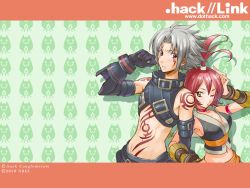 Rule 34 | .hack//, .hack//g.u., .hack//link, .hack//roots, 00s, 1boy, 1girl, antenna hair, bandai, blush, cyber connect 2, haseo, haseo (.hack//), highres, midriff, official art, official wallpaper, red hair, wallpaper, white hair, alkaid (.hack//)