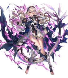 Rule 34 | 1girl, armor, armored dress, aura, barefoot, cape, corrin (female) (fire emblem), corrin (fire emblem), dark aura, dragon tail, feet, female focus, fire emblem, fire emblem fates, fire emblem heroes, full body, glowing, glowing eyes, hairband, highres, long hair, long sleeves, nintendo, official art, one eye closed, open mouth, pointy ears, puffy sleeves, red eyes, sencha (senchat), shiny skin, solo, tail, toes, torn cape, torn clothes, transparent background, white hair