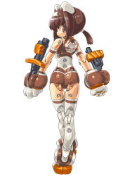 Rule 34 | 10s, 1girl, animal ears, ass, bad id, bad pixiv id, brown eyes, brown hair, busou shinki, dd (ijigendd), doll joints, female focus, full body, joints, looking back, pomock, simple background, solo, white background