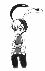 Rule 34 | 1girl, :p, animal, animal on head, bad id, bad pixiv id, bare shoulders, bird, bird on head, black hair, blush, china dress, chinese clothes, crossed arms, dress, feng (skullgirls), frown, gias-ex-machella, greyscale, hair ornament, hip focus, lowleg, lowleg pants, monochrome, multicolored hair, on head, pants, pout, short hair, simple background, skullgirls, solo, standing, tongue, tongue out, two-tone hair, vambraces, white background, white hair, wide hips