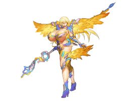 Rule 34 | 1girl, angel wings, aqua eyes, blonde hair, blue eyes, bodysuit, boots, breasts, broken, broken sword, broken weapon, feathers, feet, female focus, full body, game cg, gauntlets, halo, holding, holding sword, holding weapon, huge breasts, legs, legs apart, long hair, looking at viewer, melon22, open mouth, original, solo, standing, sword, thighs, torn bodysuit, torn clothes, transparent background, weapon, wings, yellow bodysuit